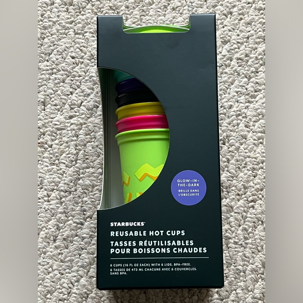 NEW!! Starbucks 2024 Halloween Reusable Hot Cups with Lids! GLOW IN THE DARK